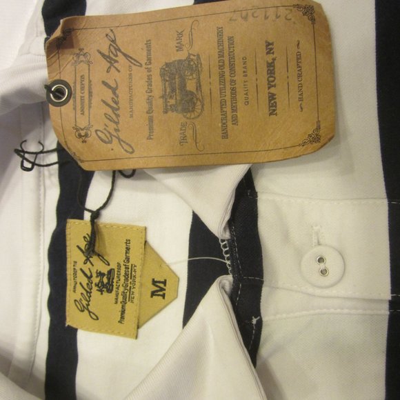 POLO SHIRT SOFT GILDED AGE NY POLO SHIRT, WHITE W/BUE STRIPES, MEDIUM, W/TAGS - Picture 7 of 10